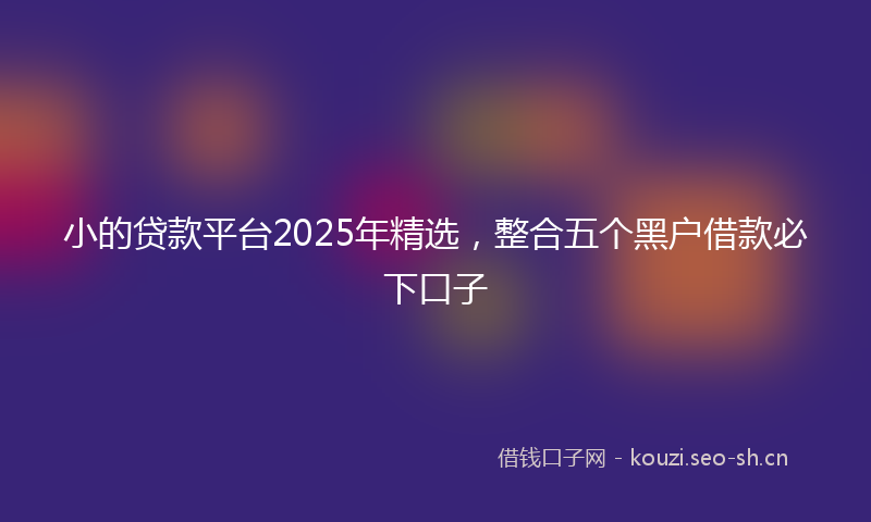 小的贷款平台2025年精选，整合五个黑户借款必下口子