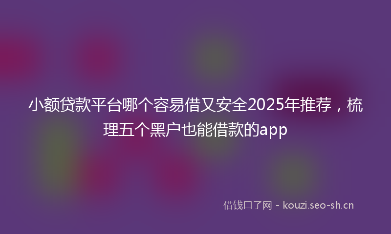 小额贷款平台哪个容易借又安全2025年推荐，梳理五个黑户也能借款的app