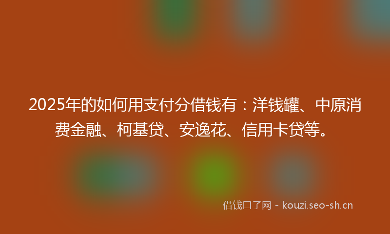 2025年的如何用支付分借钱有：洋钱罐、中原消费金融、柯基贷、安逸花、信用卡贷等。