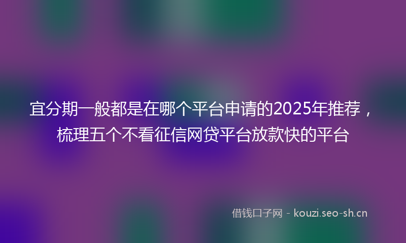 宜分期一般都是在哪个平台申请的2025年推荐，梳理五个不看征信网贷平台放款快的平台