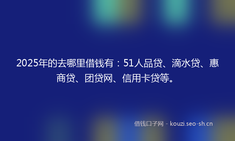 2025年的去哪里借钱有：51人品贷、滴水贷、惠商贷、团贷网、信用卡贷等。