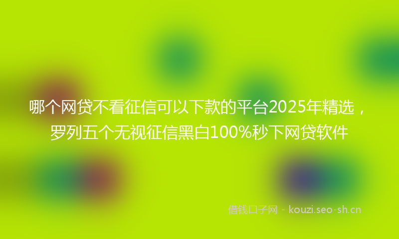 哪个网贷不看征信可以下款的平台2025年精选，罗列五个无视征信黑白100%秒下网贷软件