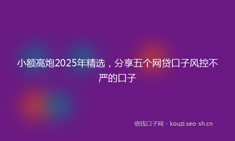 小额高炮2025年精选，分享五个网贷口子风控不严的口子