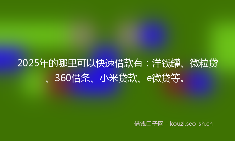 2025年的哪里可以快速借款有：洋钱罐、微粒贷、360借条、小米贷款、e微贷等。