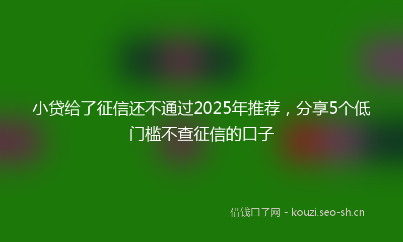 小贷给了征信还不通过2025年推荐，分享5个低门槛不查征信的口子