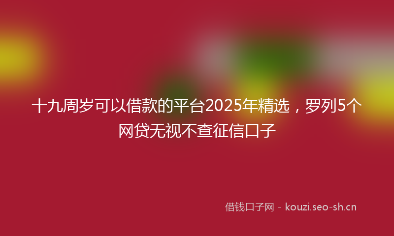 十九周岁可以借款的平台2025年精选，罗列5个网贷无视不查征信口子