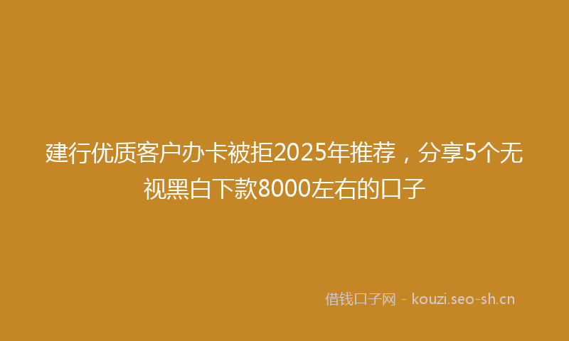 建行优质客户办卡被拒2025年推荐，分享5个无视黑白下款8000左右的口子