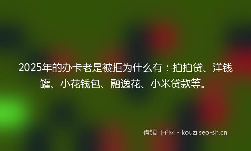 2025年的办卡老是被拒为什么有：拍拍贷、洋钱罐、小花钱包、融逸花、小米贷款等。