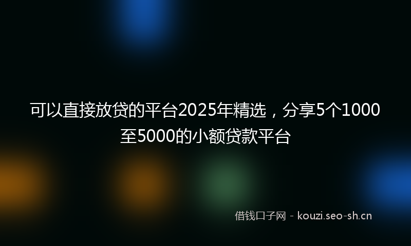 可以直接放贷的平台2025年精选，分享5个1000至5000的小额贷款平台