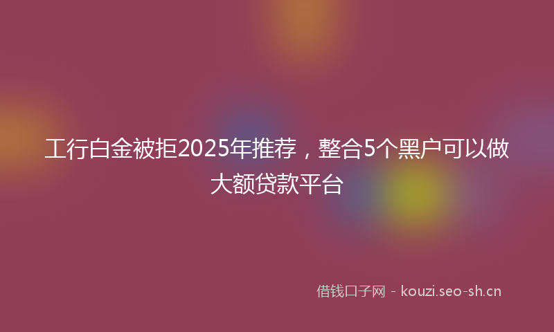 工行白金被拒2025年推荐，整合5个黑户可以做大额贷款平台