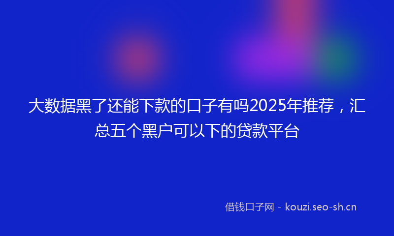 大数据黑了还能下款的口子有吗2025年推荐,汇总五个黑户可以下的贷款平台