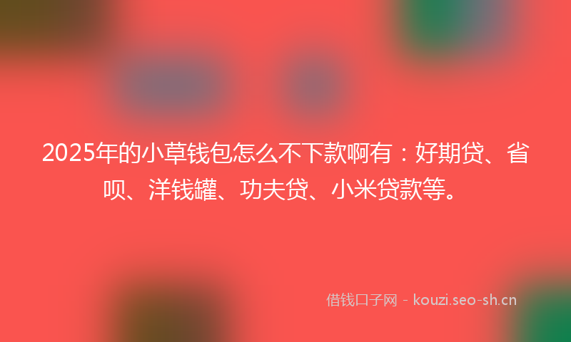 2025年的小草钱包怎么不下款啊有：好期贷、省呗、洋钱罐、功夫贷、小米贷款等。