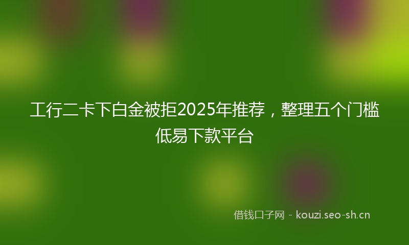 工行二卡下白金被拒2025年推荐，整理五个门槛低易下款平台