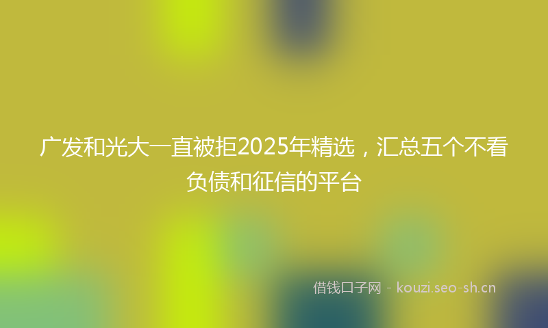 广发和光大一直被拒2025年精选，汇总五个不看负债和征信的平台