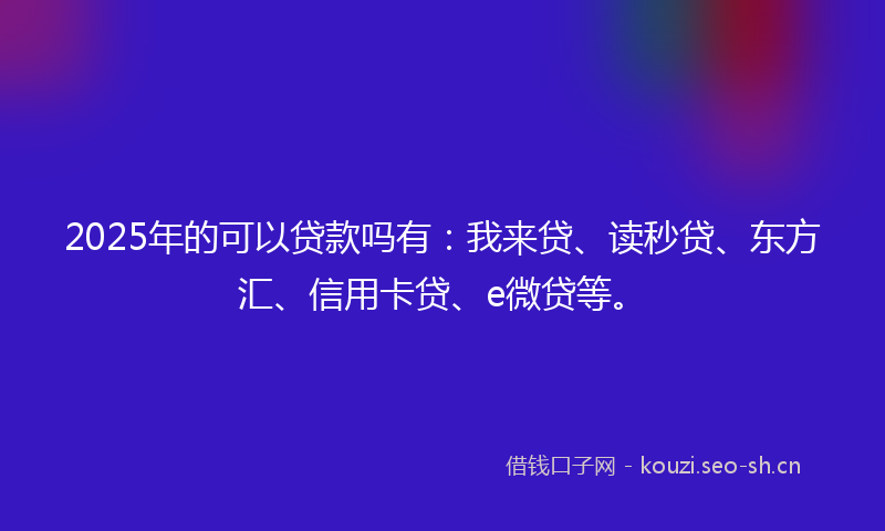 2025年的可以贷款吗有：我来贷、读秒贷、东方汇、信用卡贷、e微贷等。