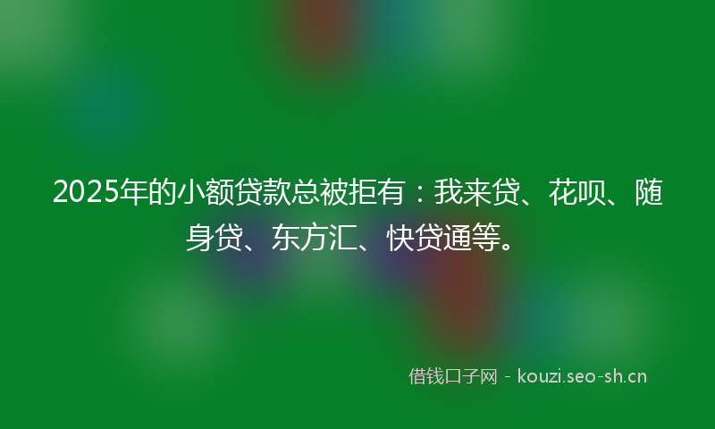 2025年的小额贷款总被拒有:我来贷、花呗、随身贷、东方汇、快贷通等。