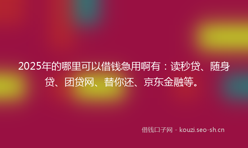 2025年的哪里可以借钱急用啊有：读秒贷、随身贷、团贷网、替你还、京东金融等。