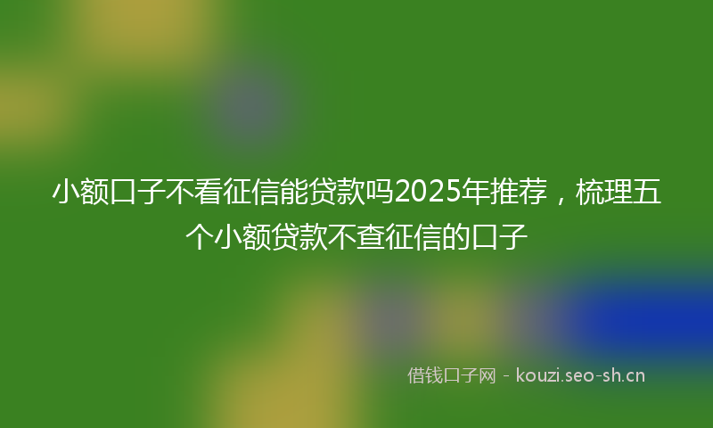 小额口子不看征信能贷款吗2025年推荐，梳理五个小额贷款不查征信的口子