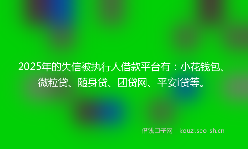 2025年的失信被执行人借款平台有：小花钱包、微粒贷、随身贷、团贷网、平安i贷等。