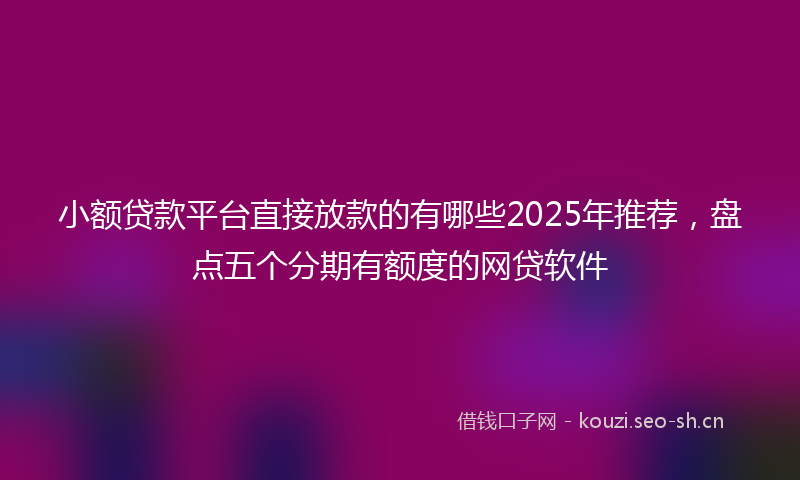 小额贷款平台直接放款的有哪些2025年推荐，盘点五个分期有额度的网贷软件