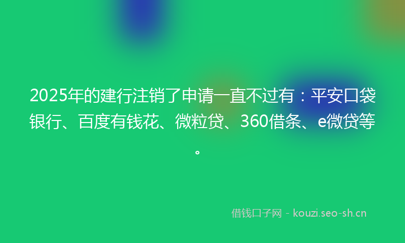 2025年的建行注销了申请一直不过有：平安口袋银行、百度有钱花、微粒贷、360借条、e微贷等。