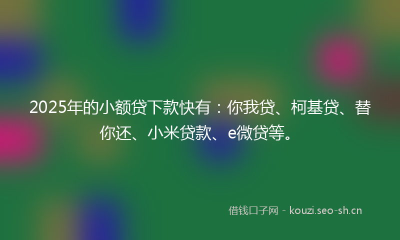 2025年的小额贷下款快有:你我贷、柯基贷、替你还、小米贷款、e微贷等。