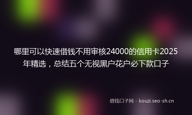 哪里可以快速借钱不用审核24000的信用卡2025年精选,总结五个无视黑户花户必下款口子