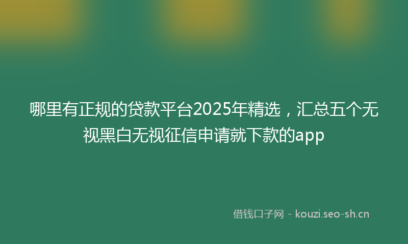 哪里有正规的贷款平台2025年精选,汇总五个无视黑白无视征信申请就下款的app