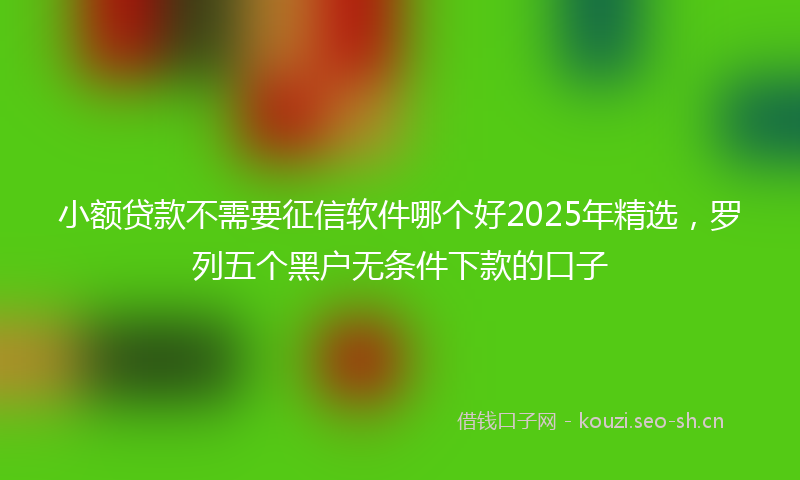 小额贷款不需要征信软件哪个好2025年精选，罗列五个黑户无条件下款的口子