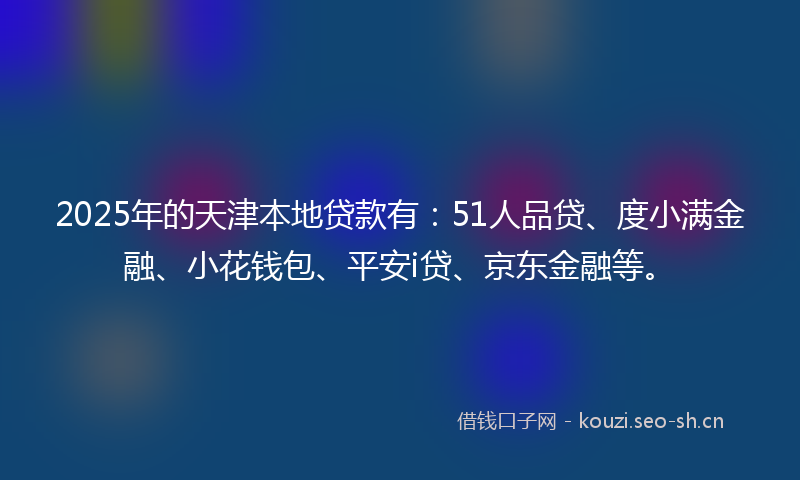 2025年的天津本地贷款有：51人品贷、度小满金融、小花钱包、平安i贷、京东金融等。
