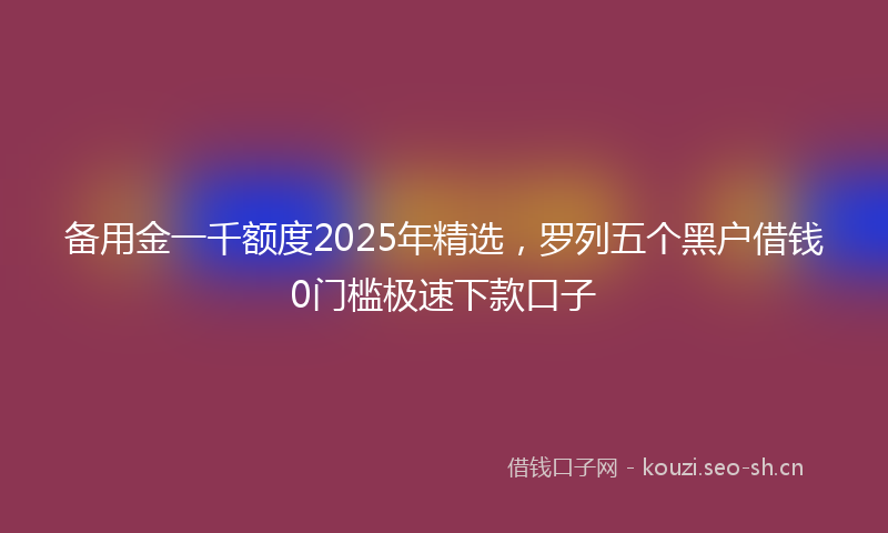备用金一千额度2025年精选，罗列五个黑户借钱0门槛极速下款口子