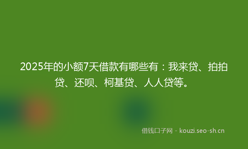 2025年的小额7天借款有哪些有：我来贷、拍拍贷、还呗、柯基贷、人人贷等。