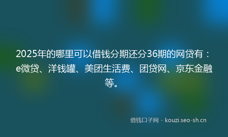 2025年的哪里可以借钱分期还分36期的网贷有：e微贷、洋钱罐、美团生活费、团贷网、京东金融等。