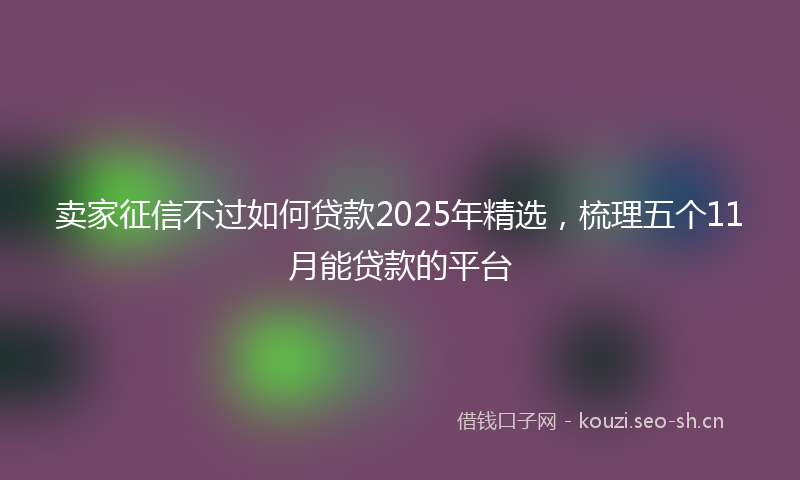 卖家征信不过如何贷款2025年精选，梳理五个11月能贷款的平台