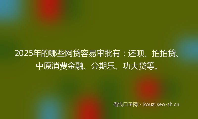 2025年的哪些网贷容易审批有：还呗、拍拍贷、中原消费金融、分期乐、功夫贷等。