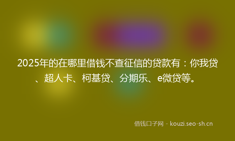2025年的在哪里借钱不查征信的贷款有：你我贷、超人卡、柯基贷、分期乐、e微贷等。