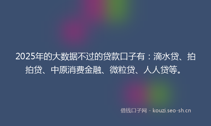 2025年的大数据不过的贷款口子有：滴水贷、拍拍贷、中原消费金融、微粒贷、人人贷等。