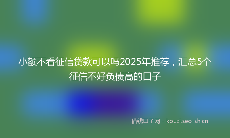 小额不看征信贷款可以吗2025年推荐,汇总5个征信不好负债高的口子