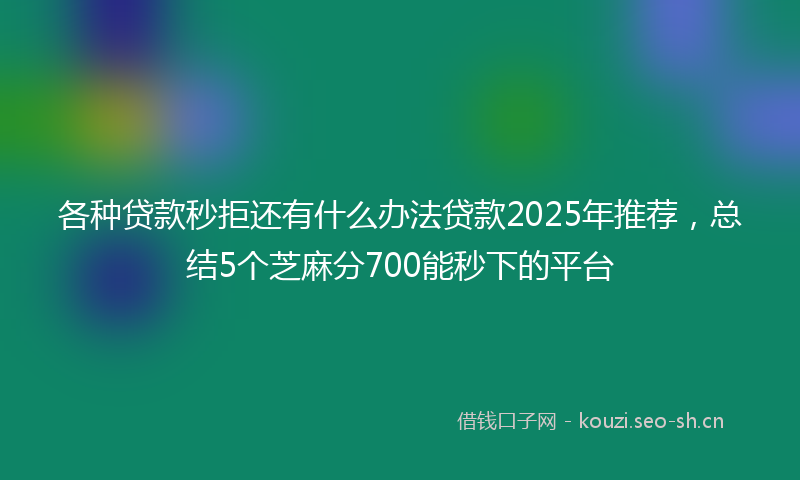 各种贷款秒拒还有什么办法贷款2025年推荐,总结5个芝麻分700能秒下的平台