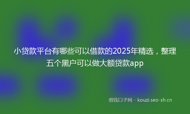 小贷款平台有哪些可以借款的2025年精选，整理五个黑户可以做大额贷款app