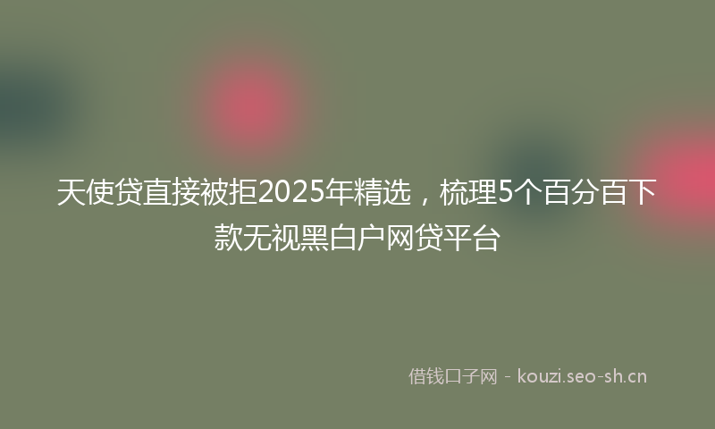 天使贷直接被拒2025年精选，梳理5个百分百下款无视黑白户网贷平台