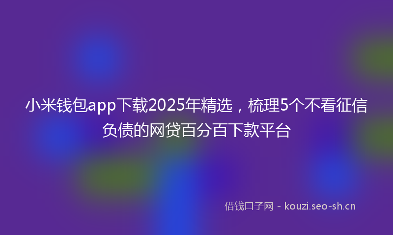 小米钱包app下载2025年精选，梳理5个不看征信负债的网贷百分百下款平台