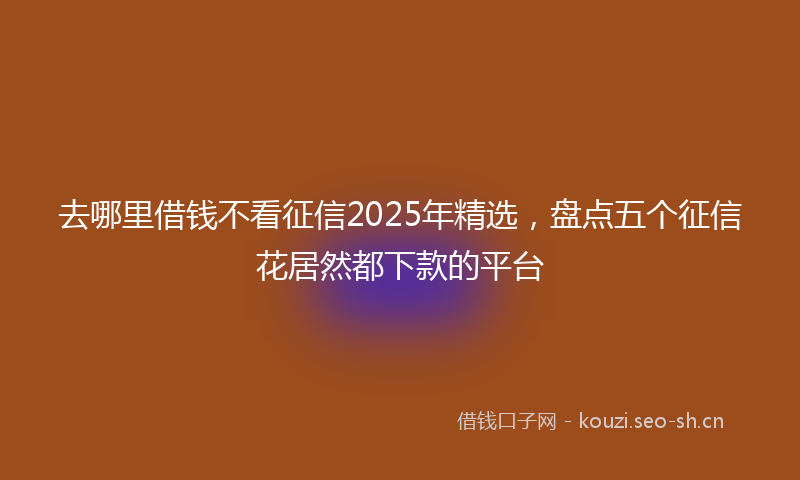 去哪里借钱不看征信2025年精选，盘点五个征信花居然都下款的平台