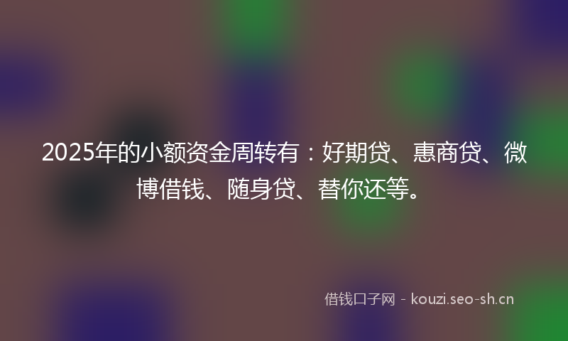 2025年的小额资金周转有：好期贷、惠商贷、微博借钱、随身贷、替你还等。