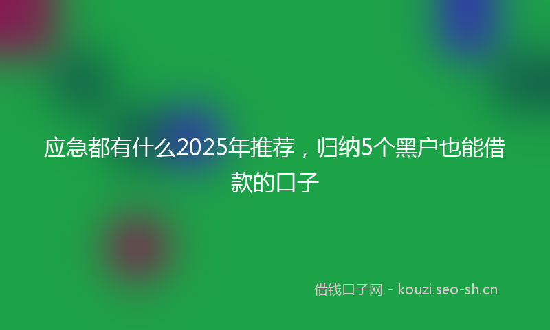 应急都有什么2025年推荐，归纳5个黑户也能借款的口子