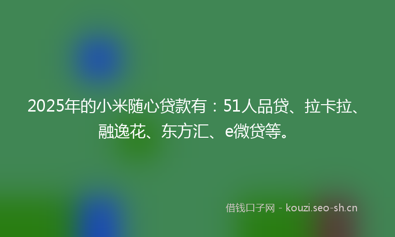 2025年的小米随心贷款有：51人品贷、拉卡拉、融逸花、东方汇、e微贷等。