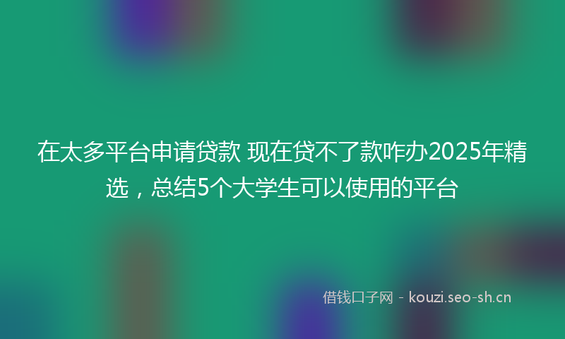 在太多平台申请贷款 现在贷不了款咋办2025年精选，总结5个大学生可以使用的平台