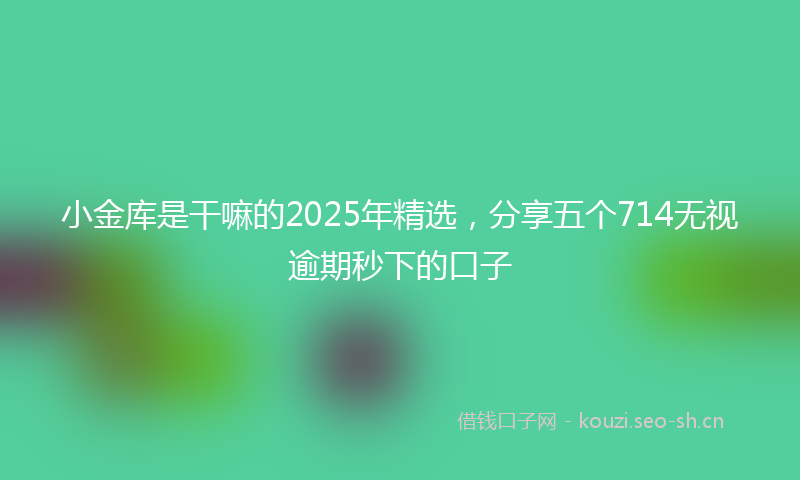 小金库是干嘛的2025年精选，分享五个714无视逾期秒下的口子