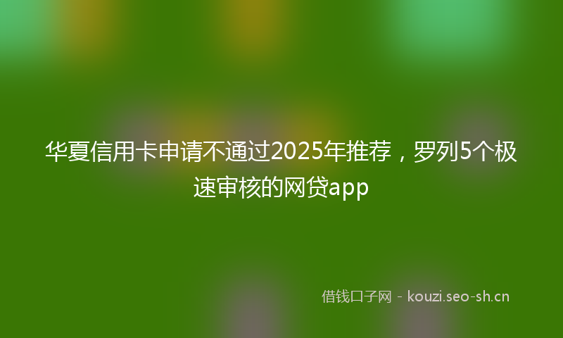 华夏信用卡申请不通过2025年推荐，罗列5个极速审核的网贷app