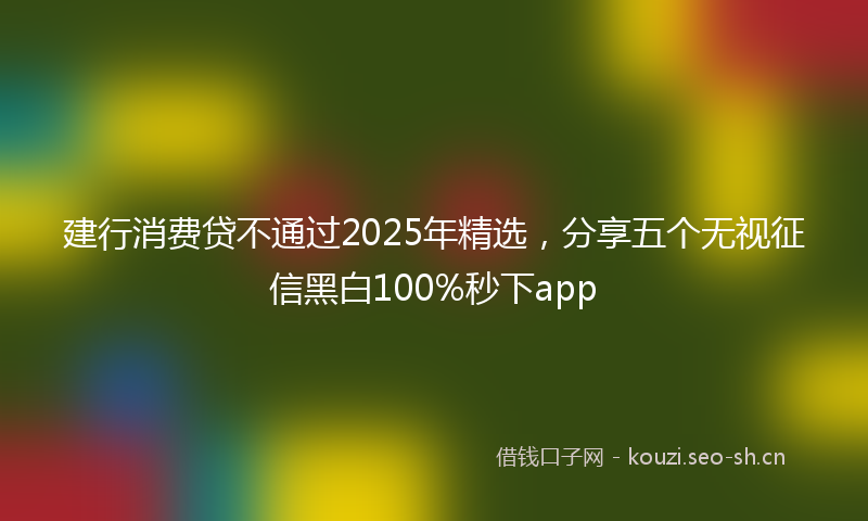 建行消费贷不通过2025年精选，分享五个无视征信黑白100%秒下app